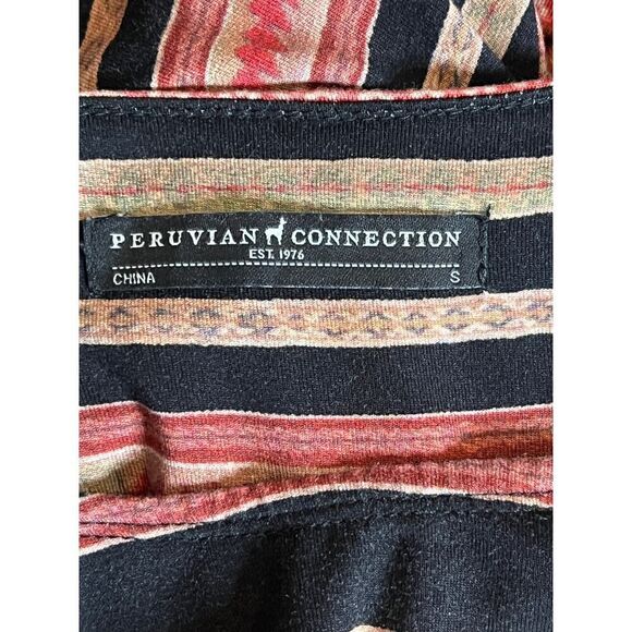 Peruvian Connection Dress Small Asymetical Maxi Southwestern Stripe Viscose - Picture 5 of 6